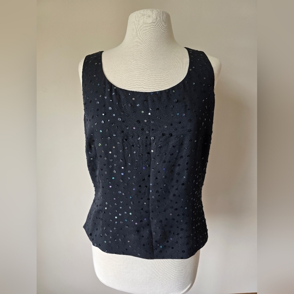 Kasper Women's Black Sequin Top Size 12.